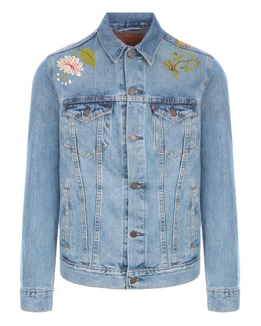 Levi's Blue Floral Embroidered Denim Jacket