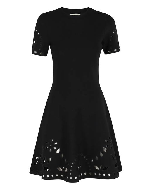 Ulla Johnson Black Fania Laser-Cut A-Line Dress