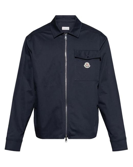 Moncler Blue Cotton Shirt Jacket for men