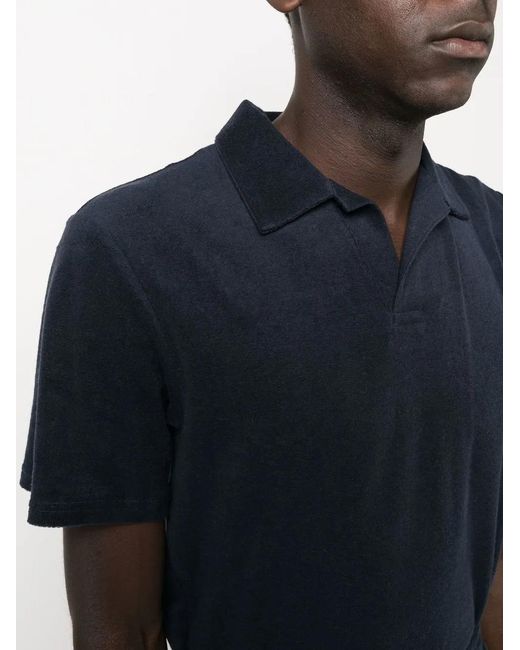 Frescobol Carioca Blue Faustino Terry Buttonless Polo Shirt for men