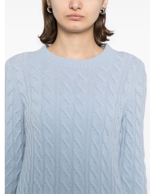 N.Peal Cashmere Blue Emilia Cable Round Neck Jumper