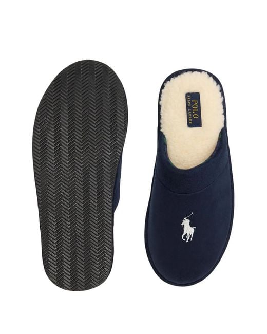 Polo Ralph Lauren Blue Klarence Embroidered Slippers for men