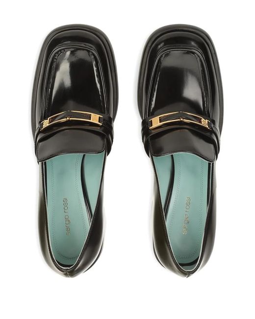 Sergio Rossi Black Bitt Leather Loafers