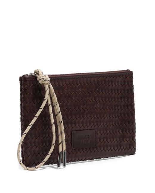 Bimba Y Lola Brown Dark Medium Leather Zip Clutch