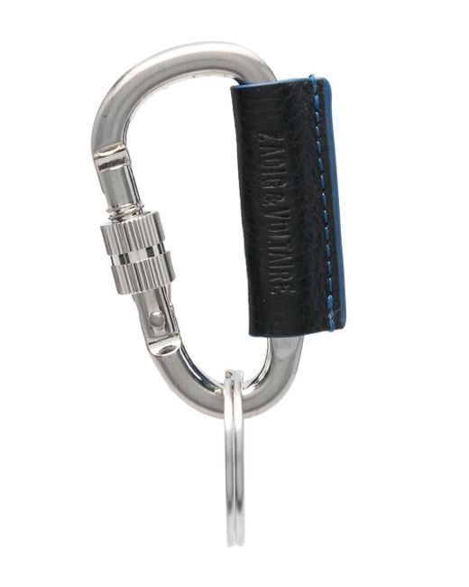 Zadig & Voltaire Metallic Carabiner Leather Keyring for men