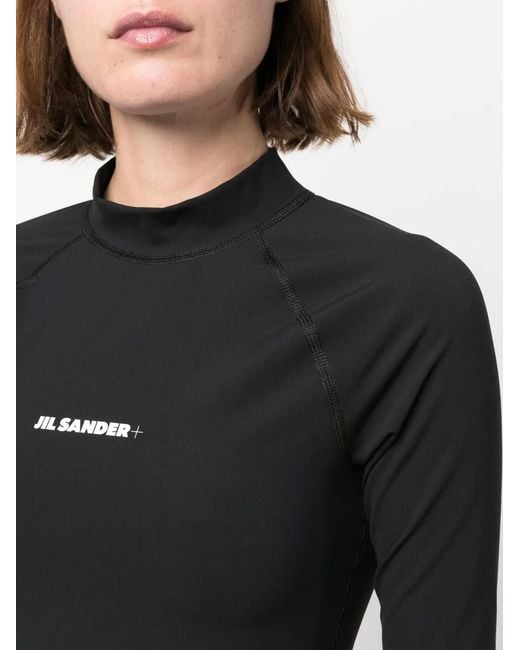 Jil Sander Black Logo-Print Scuba Top