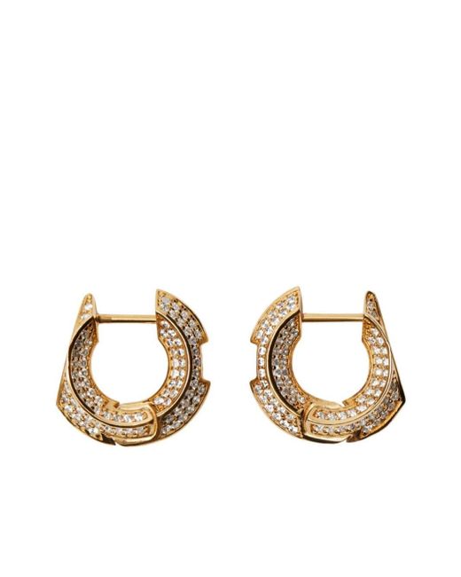 Burberry Metallic Crystal-embellished Hoop Earrings