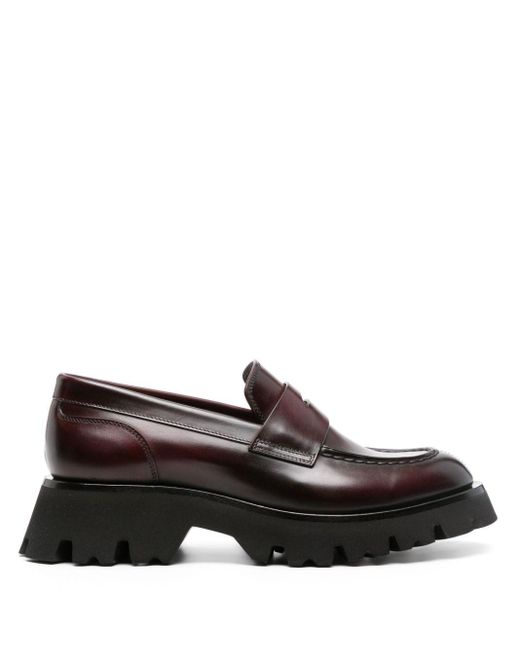 Santoni Black Alfie Penny-Slot Leather Loafers