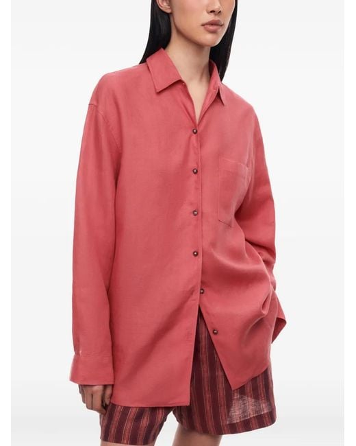 12 STOREEZ Pink Patch-Pocket Linen Shirt