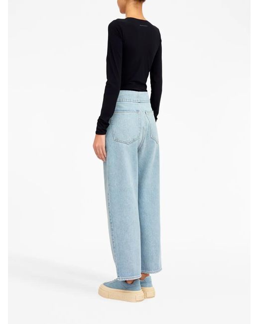 MM6 by Maison Margiela Blue Mid-Rise Cropped Jeans
