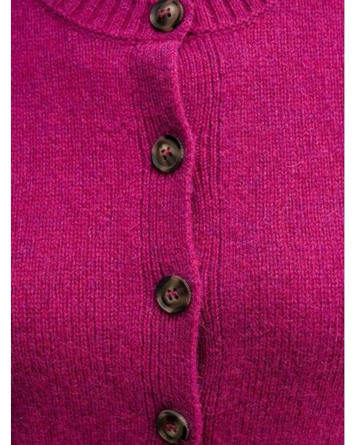 Benetton Red Buttoned Knitted Cardigan