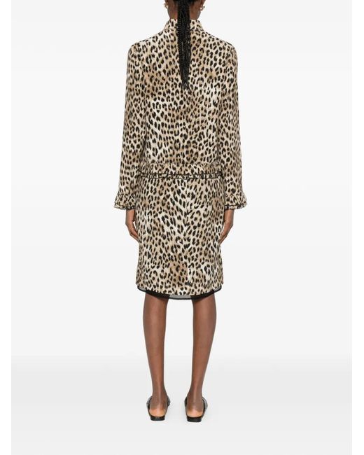 N°21 White Ruffled Leopard-Print Dress