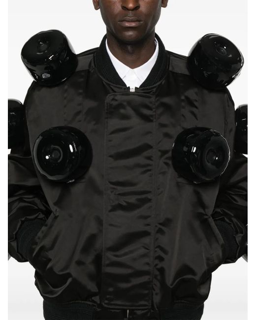 Walter Van Beirendonck Black Exoskeleton Bomber Jacket for men