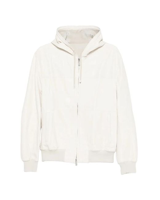 Eleventy White Hooded Zip Jacket for men