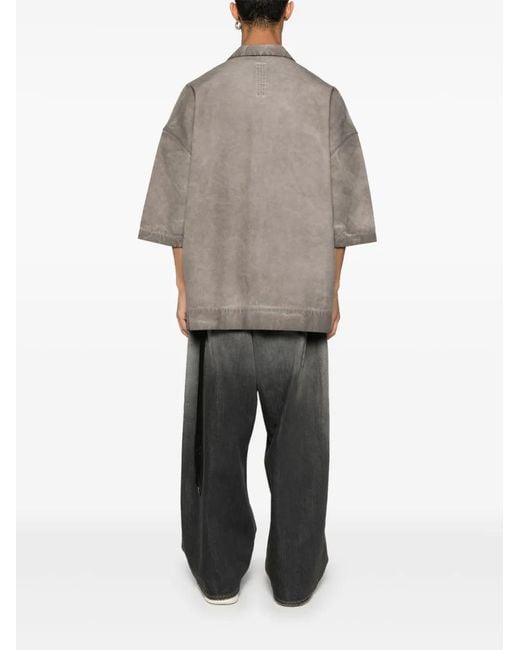 Rick Owens Gray Gunmetal Relaxed Fit Shirt With Button-Fastening Pockets for men