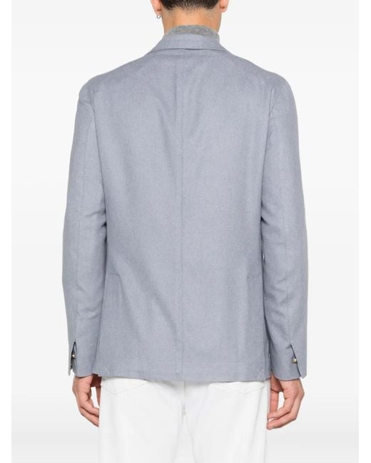 Eleventy Blue Patch-Pocket Single-Breasted Blazer for men