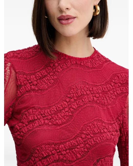 Charo Ruiz Red Long-Sleeve Asymmetrical T-Shirt