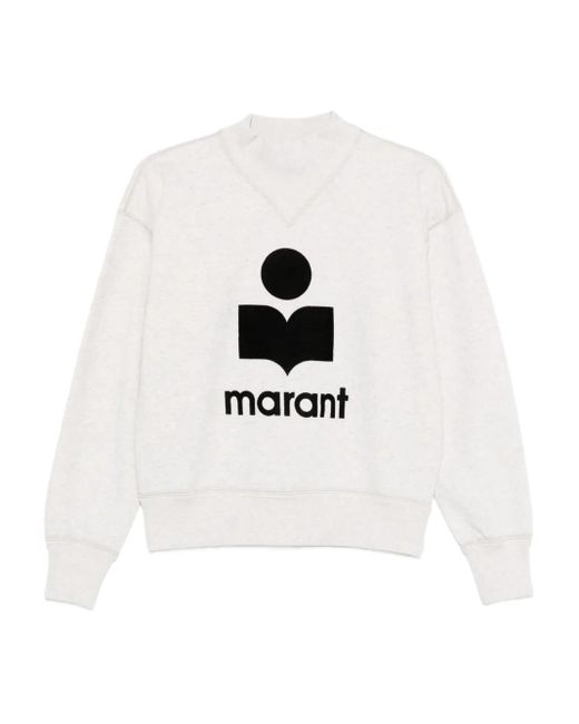 Isabel Marant White Moby Flocked-Logo Sweatshirt