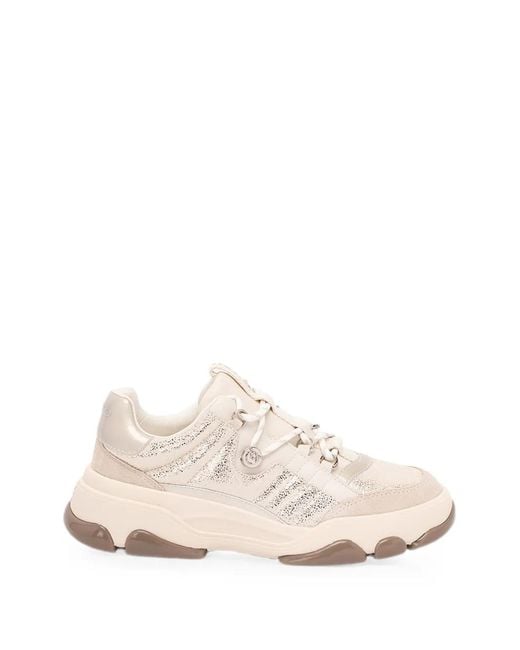 Pinko Natural Athena 01 Glitter-Effect Leather Sneakers