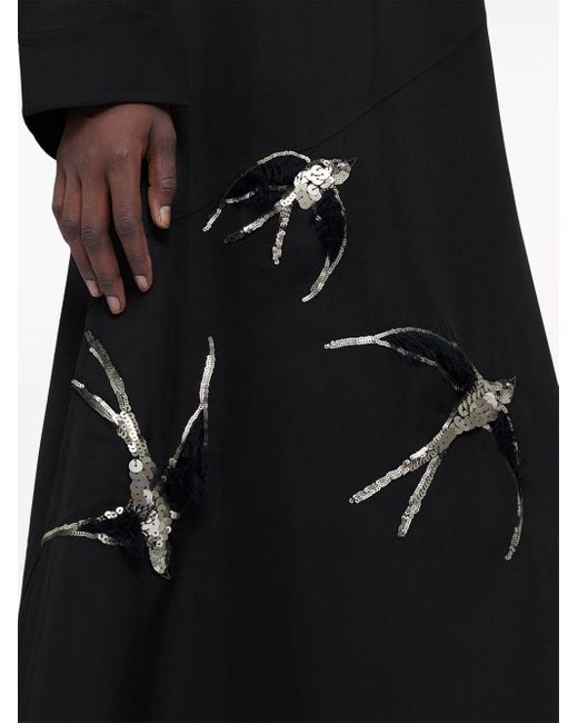 Jil Sander Black Sequinned-bird Midi Dress