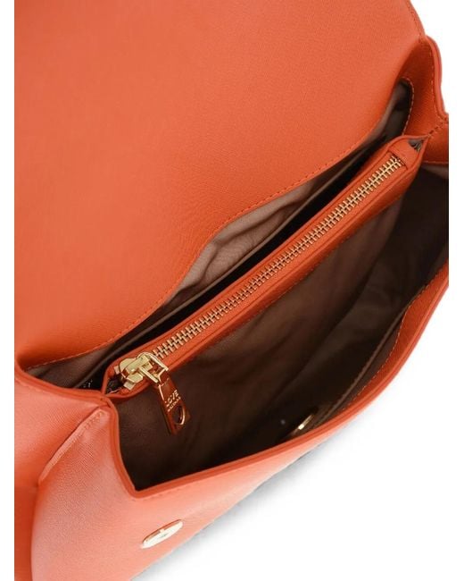Moschino Orange Logo-Plaque Top-Handle Bag