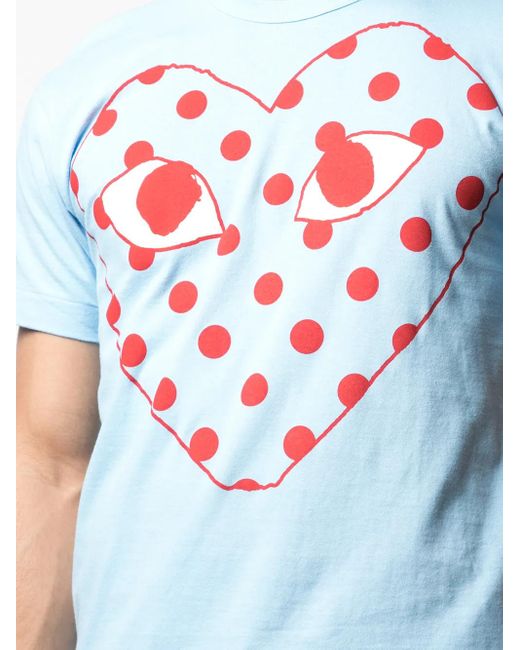 COMME DES GARÇONS PLAY Blue Big Dotted Heart Graphic-Print Cotton-Jersey T-Shirt for men