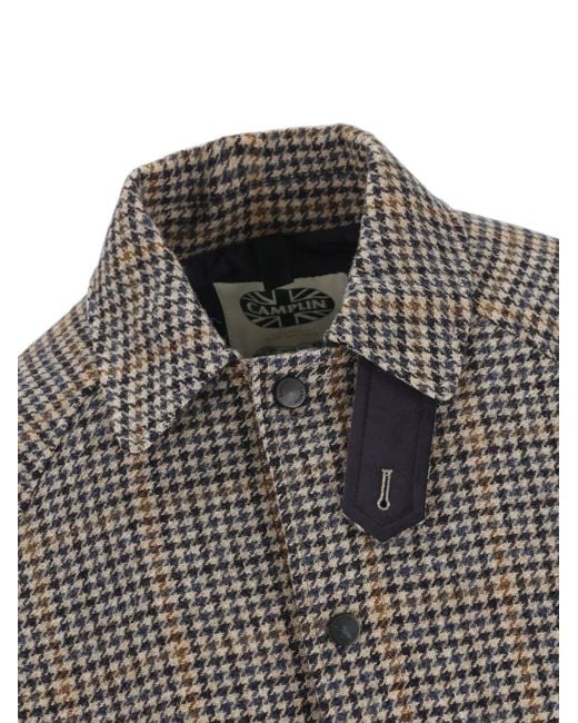 Camplin Gray Check-Print Single-Breasted Coat for men