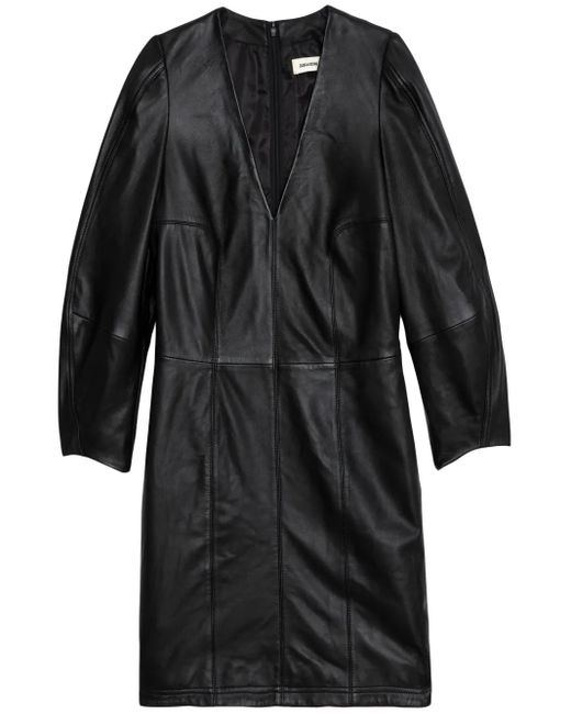 Zadig & Voltaire レザー ミニドレス Black