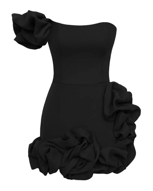 POST MERIDIEM Black Ausgestelltes One-Shoulder-Minikleid Mit Bustier