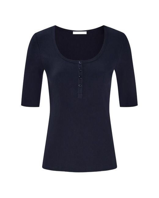 12 STOREEZ Blue Gwen Ribbed-Knit Top