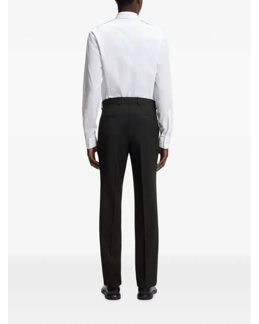 HUGO White Pressed-Crease Belt-Loop Trousers for men