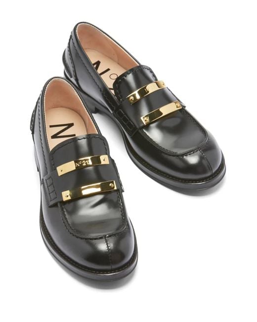 Mocassins À Plaque Logo N°21 en coloris Black