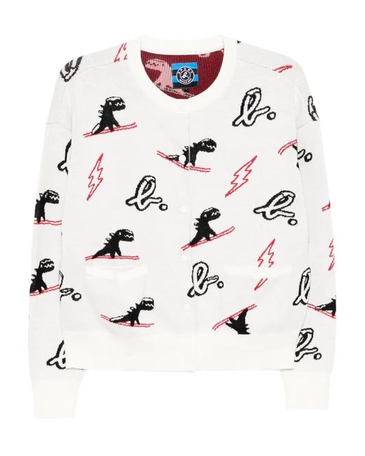 SPORT b. by agnès b. White Dino Christmas Sweater Cardigan