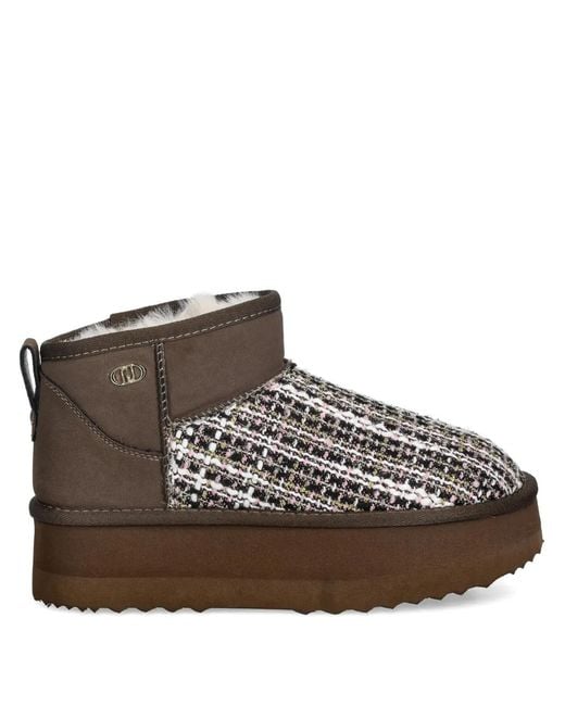 Liu Jo Brown Bouclé-Detailing Ankle Boots