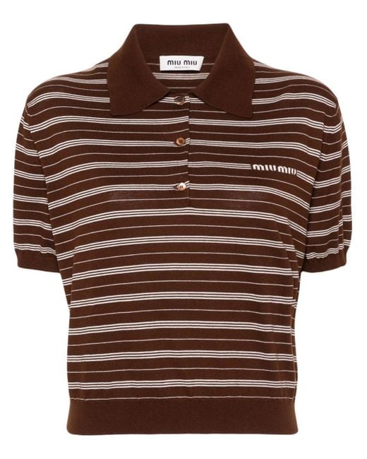 トップス miumiu polo shirt Miu Miu Cotton Piqué Polo Shirt | Blue | FARFETCH