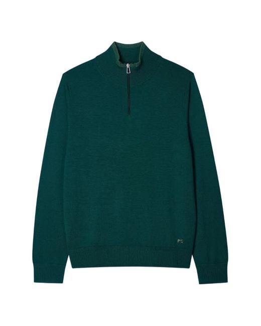 Paul Smith Green Zip Mock-Neck Jumper for men