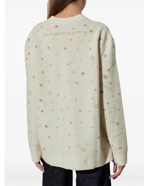 LoveShackFancy White Star-Embellished Patch-Pocket Cardigan