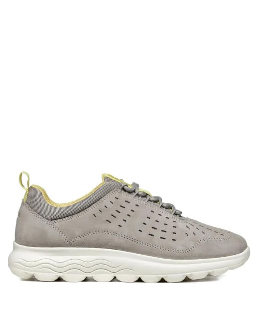 Geox Gray Spherica Perforated-Detail Sneakers