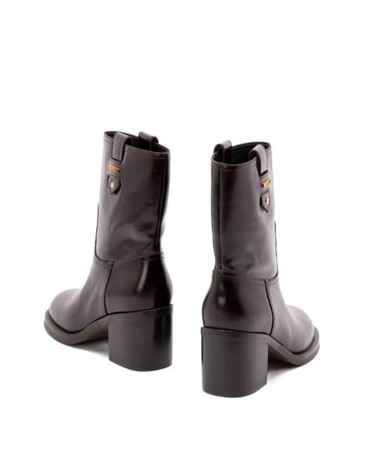 Twinset ブロックヒール レザーブーツ Brown
