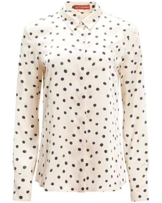 Altuzarra White Chika Polka-Dot Shirt