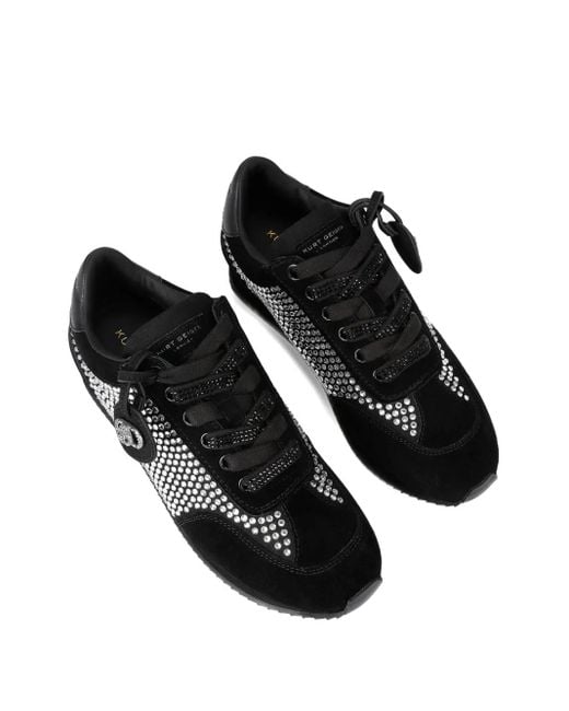 Kurt Geiger Black Crystal-Embellished Suede Sneakers