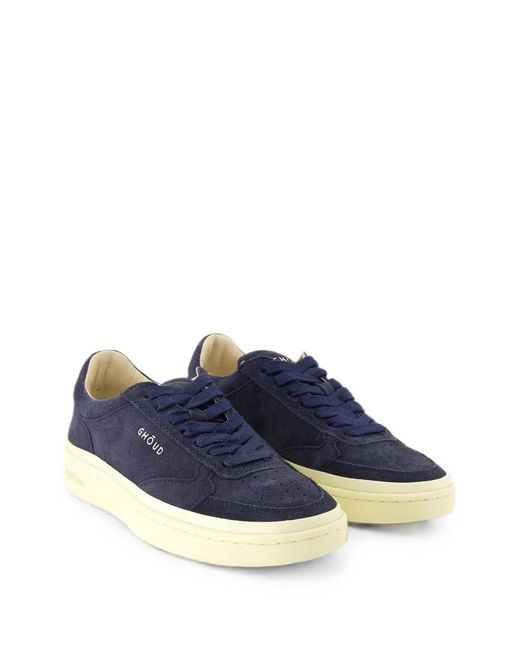 GHOUD VENICE Blue Logo-Embroidered Suede Sneakers for men
