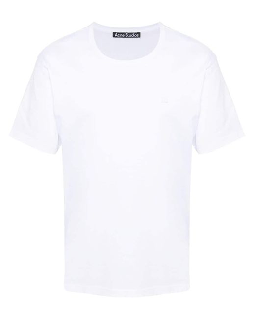 Acne White T-Shirt aus Bio-Baumwolle mit Logo