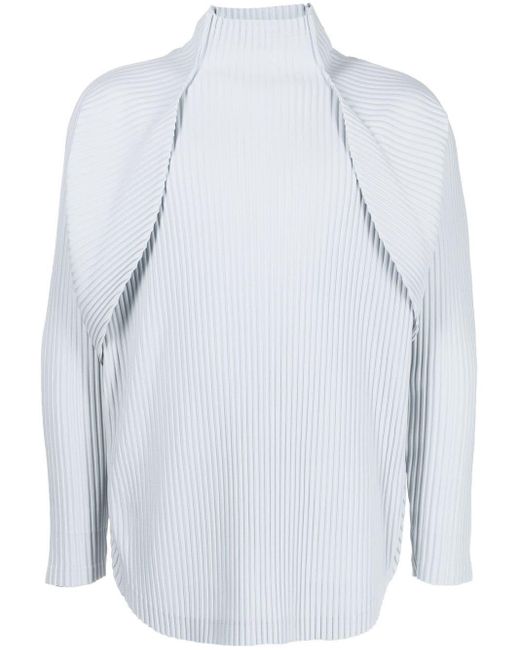Homme Plissé Issey Miyake White Vase Pleated High-neck Top for men