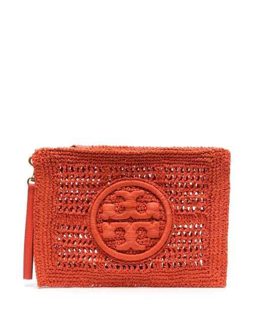 Tory Burch Red Ella Double T-embossed clutch bag
