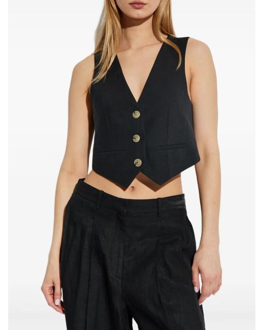 Forte Forte Black Button-Front Waistcoat