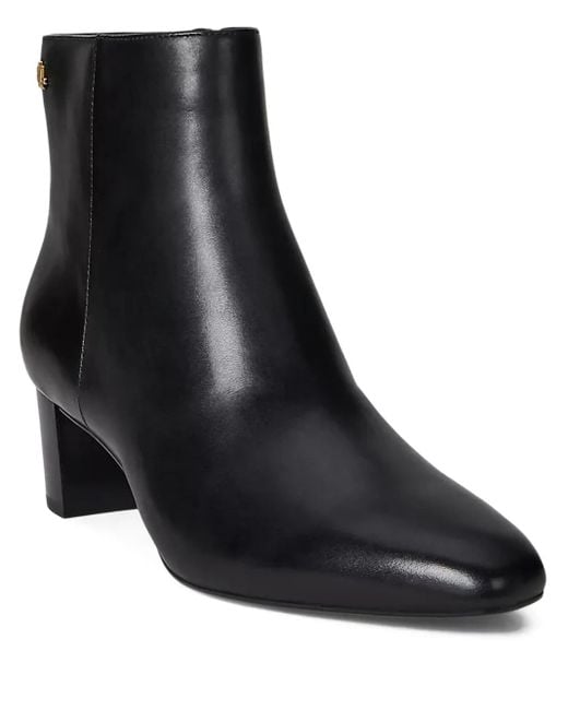 Ralph Lauren Black Demi Burnished Leather Booties