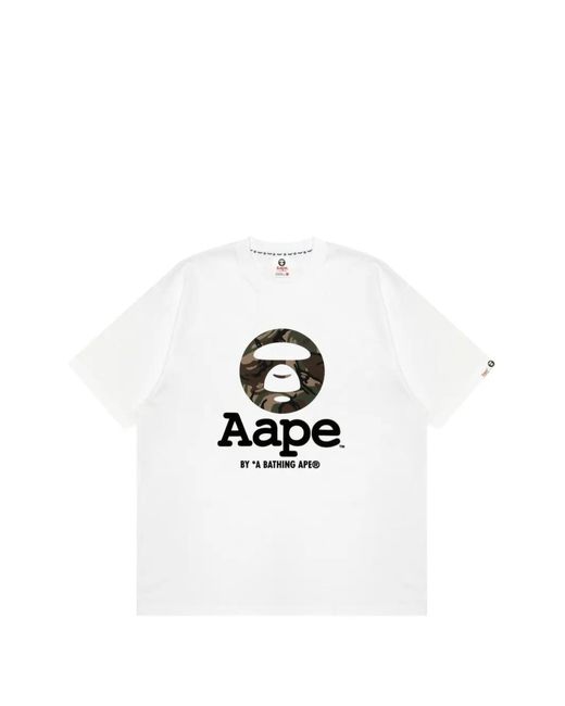 Aape By A Bathing Ape White Aapeunvs Moonface T-Shirt for men