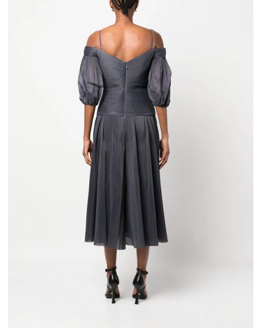 Robe Mi-Longue Plissée À Épaules Dénudées Zimmermann en coloris Blue