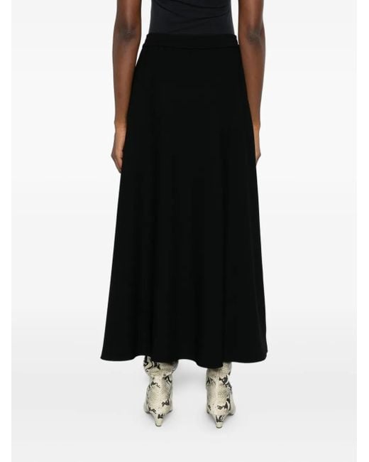 Herno Black Drawstring Flared Midi Skirt